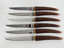 Sheffield England Crown Crest Steak Knives Stainless Steel 9” Vintage Set of 6 picture