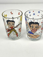 (2) vintage Betty Boop shot glasses 1998 Rockstar and Flag outfit Kings Features picture