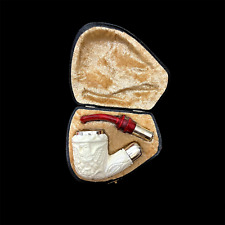 Block Meerschaum Pipe 925 silver unsmoked smoking tobacco pipe w case MD-378 picture