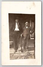 RPPC Two Men On Porch Holding Rifle Real Photo Postcard W21 picture