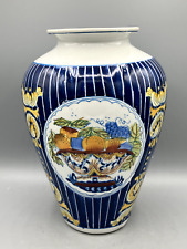 Vintage 1960's Hand Painted Porcelain Chinese Vase Blue Striped picture