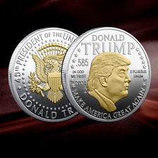 1Pc Bicolor 45Th President Donald Trump Plated Commemorative Coin Gift MAGA King picture