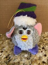 Vintage Furby Christmas Ornament Stuffed Plush Gray Winter Hat & Ice Skates 5” picture