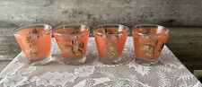 Vintage MCM Bartlett Mist Embossed PEACH COLORED Rocks Glass set of 4 FLAWLESS picture