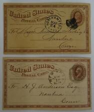 Pair (2) United States Postal Cards 1875 Connecticut picture
