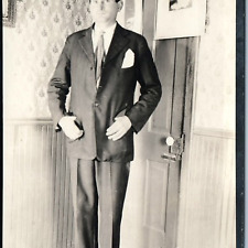c1910s Handsome Young Man RPPC House Inside Victorian Wallpaper Pictures PC A212 picture