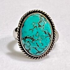 Signed Vintage Native American Sterling Silver and Turquoise Adjustable Ring picture