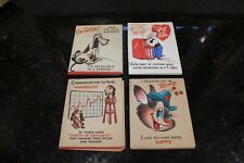 Vintage Giant Folded Poster Greeting Cards Lot of 4 Ca. 1947 11-3/4