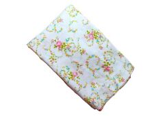 Vintage Shabby English Cottage Core Full Flat Sheet Pink & Yellow Roses picture