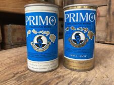 2 Primo STRAIGHT STEEL 12 oz Beer Can 1976 1974 Hawaii Brewing Co DIV Of Schlitz picture