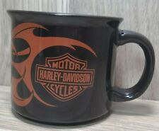 Harley Davisdon Motorcycles Coffee Tea Mug Black And Orange Tribal Flames 2004 picture