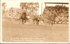 RPPC Slats Jacobs Bulldogging Rodeo Horse RR Doubleday photo postcard DQ5 picture