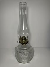 Vintage Lamplight Farms Embossed Horse & Buggy Glass Table Oil Lamp w/Chimney picture