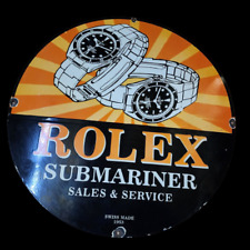 ROLEX SUBMARINER PORCELAIN ENAMEL SIGN 30 INCHES ROUND DOUBLE SIDED picture