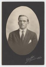Antique c1880s Cabinet Card Handsome Young Man in Suit & Tie Erler Peoria, IL picture
