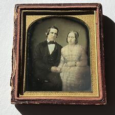 Antique Daguerreotype Photograph Affectionate Couple Pretty Woman Handsome Man picture