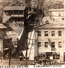 Cincinnati Ohio Mount Adams Incline Railway Neighborhood Real Photo Postcard picture