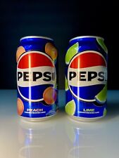 🔵 Brand New Limited Edition Rare Pepsi PEACH & LIME Flavored Soda (2 Cans) picture