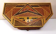 Remarkably Precise carving Polychrome TRAMP ART BOX w/ DRAWER [Boston Primitive] picture