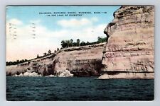 Munising MI-Michigan, Palisade, Rocks, Antique, Vintage c1943 Postcard picture