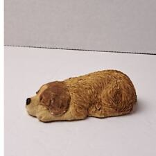 Sandra Brue Vintage Sandicast Dog Figurine Snuggles 1986 Signed Sleeping Dog picture