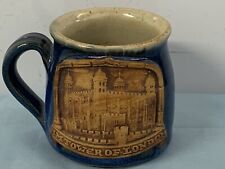 TOWER OF LONDON, STONEWARE MUG  --  COBALT AND BROWN picture
