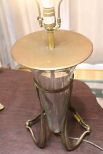 CHAPMAN Art Deco Nouveau Sculptural Table Lamp Heavy Brass Blown Glass picture