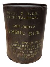 Vintage Wartime Lubricating Oil Wichita   5190 steam cylinder 5 gal net read emp picture