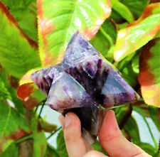 Large 90MM Natural Blue Amethyst Stone Crystals Healing Power Merkaba Star picture