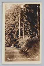 Postcard RPPC Roosevelt Highway Oregon Antique Car Forest picture