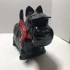 Black Scotty Scottish Terrier Dog Cookie/Treat Jar Large Size With Big Bow. picture