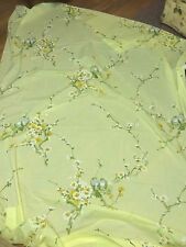 Vintage Flat Sheet Springmaid No Irone Percale Yellow Blue Birds Floral Print  picture