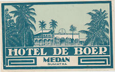 MEDAN SUMATRA INDONESIA HOTEL DE BOER OLD  LUGGAGE LABEL picture