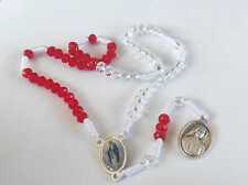 St. Faustina Divine Mercy Chaplet Rosary Red White Beads Rosaries picture