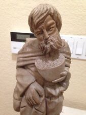 VERY OLD MAN DONE IN WOOD FINE MEDIUM HAND CARVED FIGURE picture