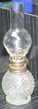Vintage Clear glass round hobnail base mini oil lamp w/ clear glass chimney picture