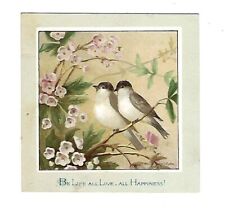 c1890's Stock Victorian Trade Card Birds Sitting on a Branch picture