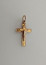 Catholic Vintage Tiny 14k Gold Small Crucifix Cross Religious Medal picture