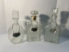 VTG Set Of 3 Decorative Empty Liquor Decanters With Tags “Gin” “Vodka” “Bourbon” picture