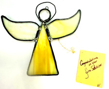 Vintage Hand Made Stained Glass Angel Ornament, 1980s, 4.5