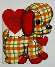 Vintage Folding Valentine Card Gingham Dog picture