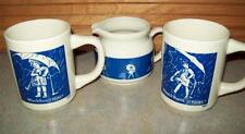 2-Morton Salt BLUE Advertisement Mugs 1914 1921 & Creamer Pitcher COFFEE CUP picture