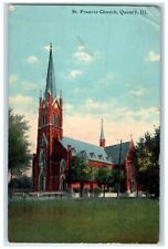 1911 Exterior View St Francis Church Building Quincy Illinois Vintage Postcard picture