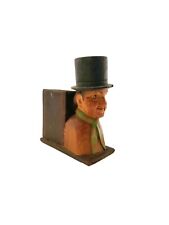 Carved Wood Man Multipurpose Holder Container Vintage Old Decor picture