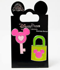 Disney Parks Mickey Mouse Lock And Pink Key Trading Pin Authentic Original Gift picture