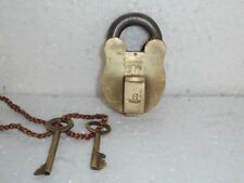 Vintage Brass Handcrafted 6 Leaver Tricky 2 Key Pad Lock , Nice Patina picture