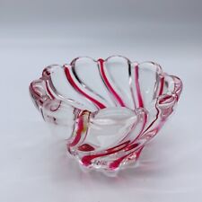 Vintage Art Glass Bowl Dish Trinket Bowl Pink Magenta Swirly Glass 4”W 2.5”T picture