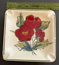 VTG 1970’s Brazilian Hand Painted Ceramic Pottery Ashtray 7x7 Inch  picture