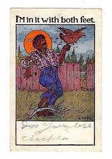 c1907 Humor Postcard Man Stuck in Bear Claw Holding Chicken picture