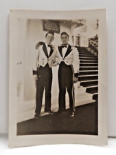 Vtg Leo Cr 1940s At work with male coworker Black and White Snap photo Gay int picture